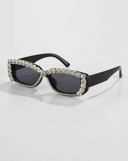 Small Rectangle Fashionable Glasses With Handmade Crystal Decorations