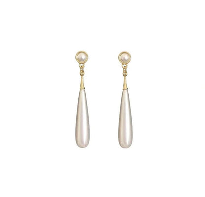 Pearl elongated drop hanging earring