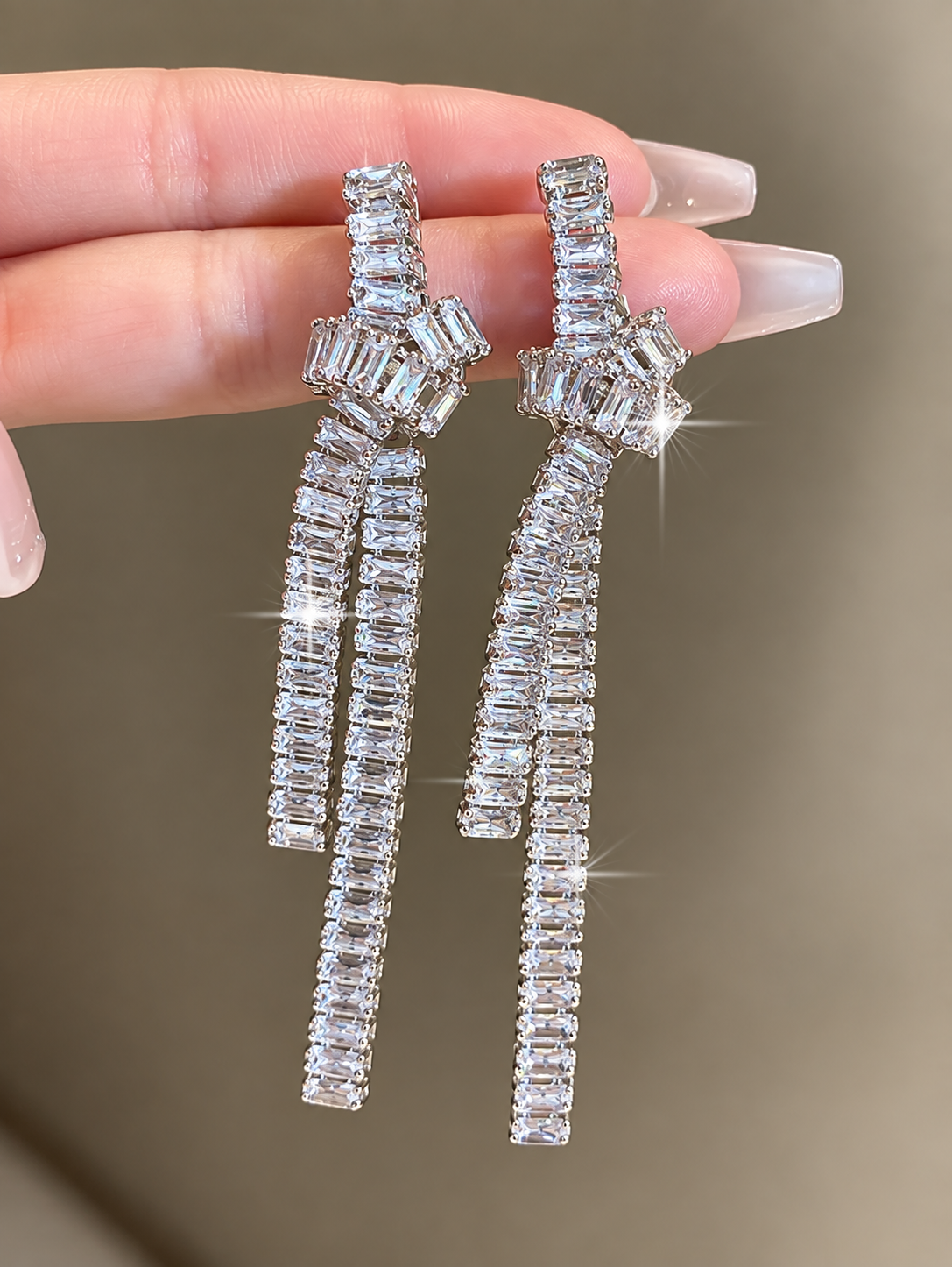Luxury Cubic Zirconia Teardrop Pendant Earrings