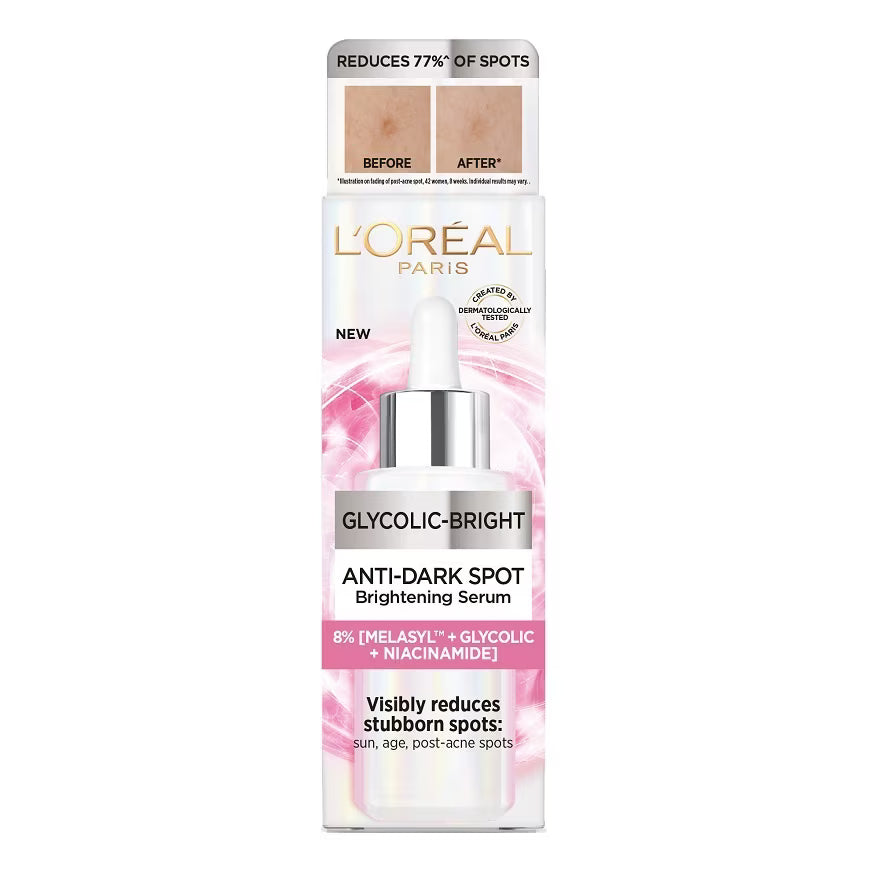 L 'Oreal Paris(8%) Glycolic-Bright Anti-Dark Spot Brightening Serum 30 Ml.gift
