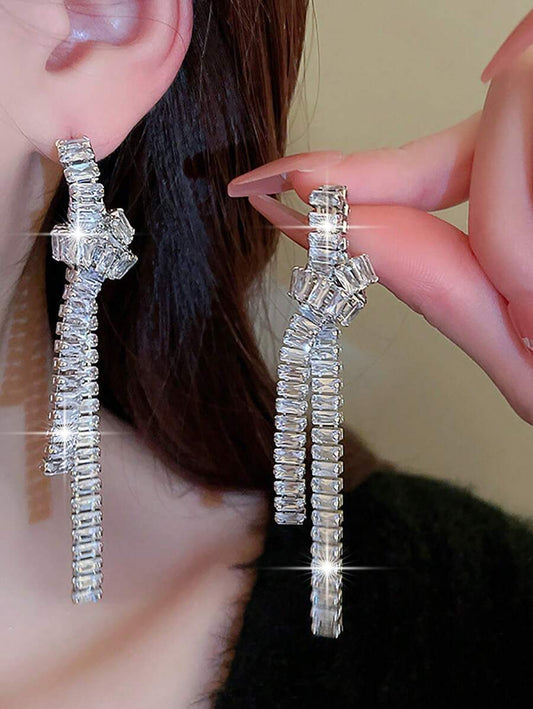 Luxury Cubic Zirconia Teardrop Pendant Earrings