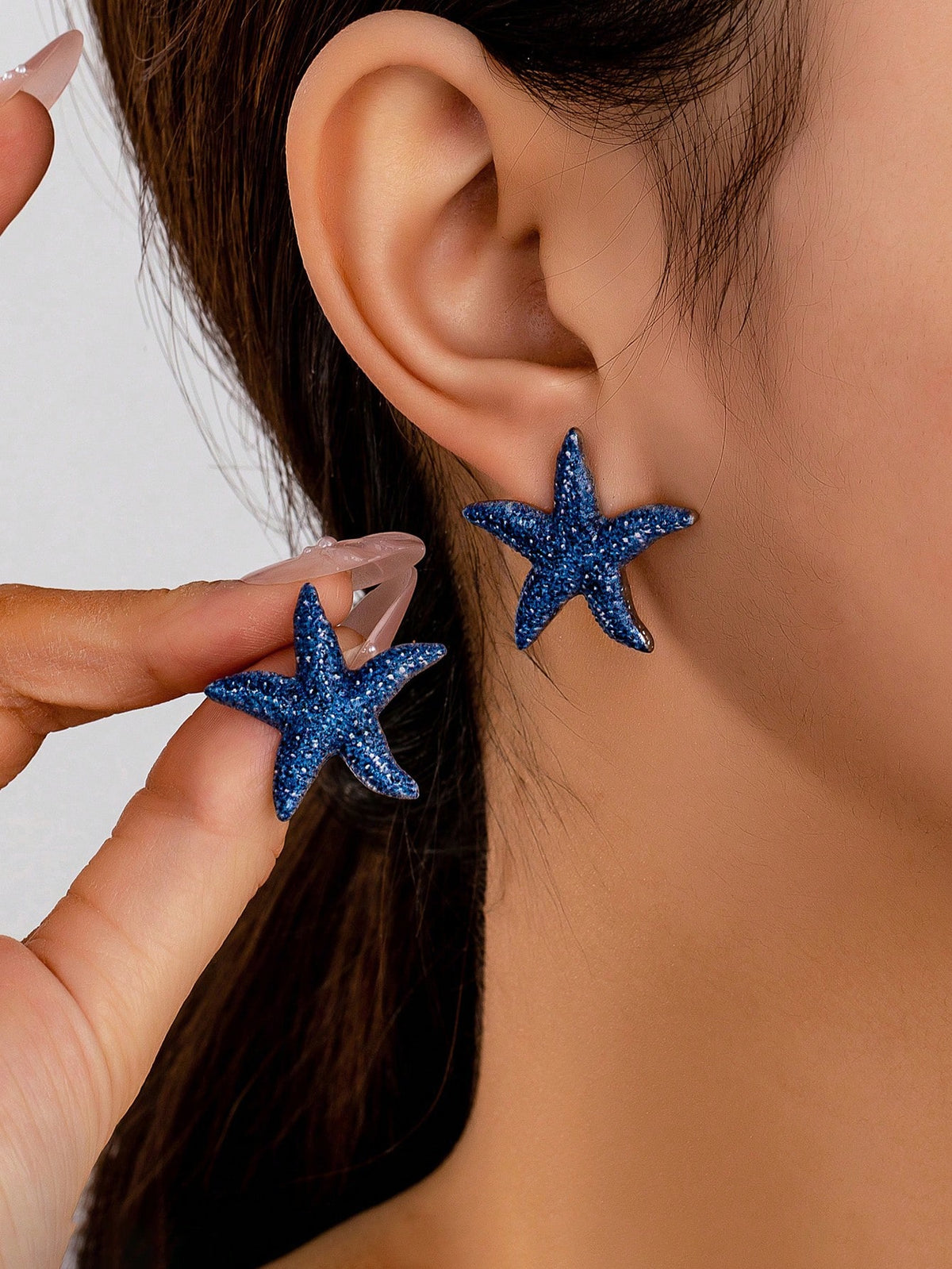 Minimalist Blue Starfish Design Earrings Fashion Ocean Style Jewelry for Women