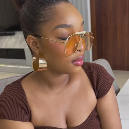 European And American Style Women Metal Frog Eye Oversized Fashion Glasses, 2025 New Ins- Design For Summer Beach Vacation, Outdoor, Travel