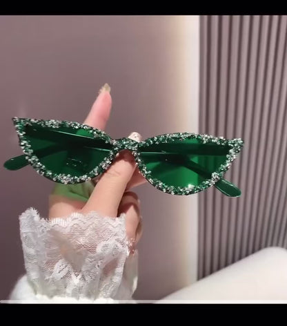 Bling Rhinestone Cat Eye Fashion Glasses/ Candy Color
