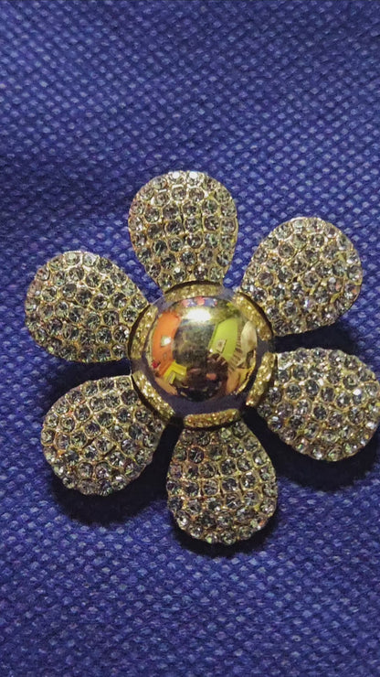 Rhinestone Crystal Oversize Flower Stud Earrings