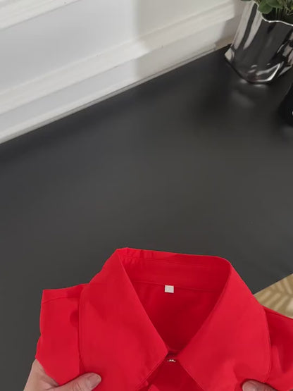 Fashion Women Asymmetrical Button Shirt, Minimalist Style Casual Daily Wear