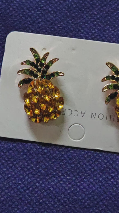 Pineapple Stud Rhinestone Earrings