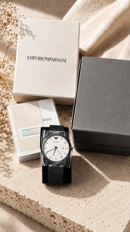 Emporio Armani Black Mesh Watch GIFT