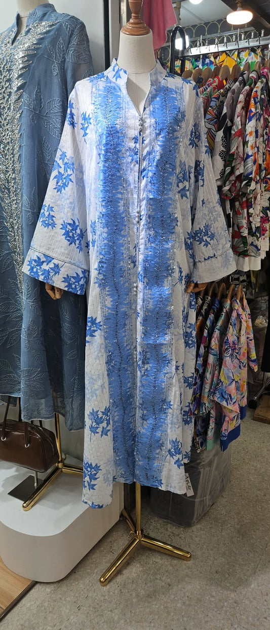 EID Special Blue Blossom Embellished Kurti(Free Size)dress