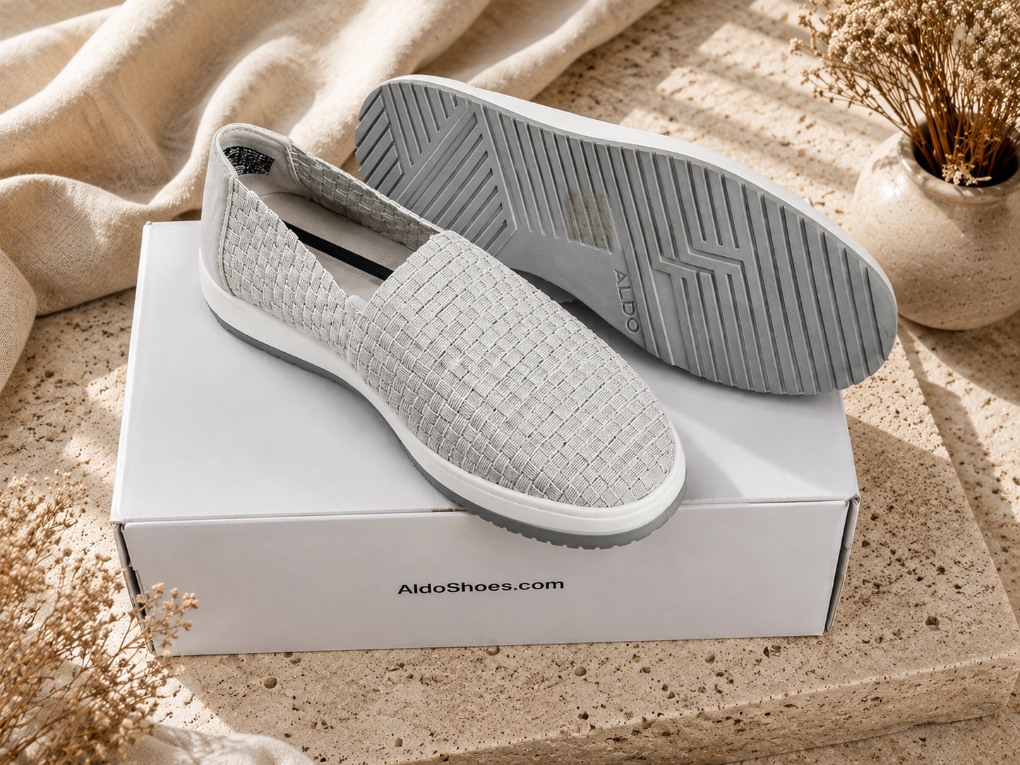 Aldo Woven Grey Slip-On Sneaker.Gift