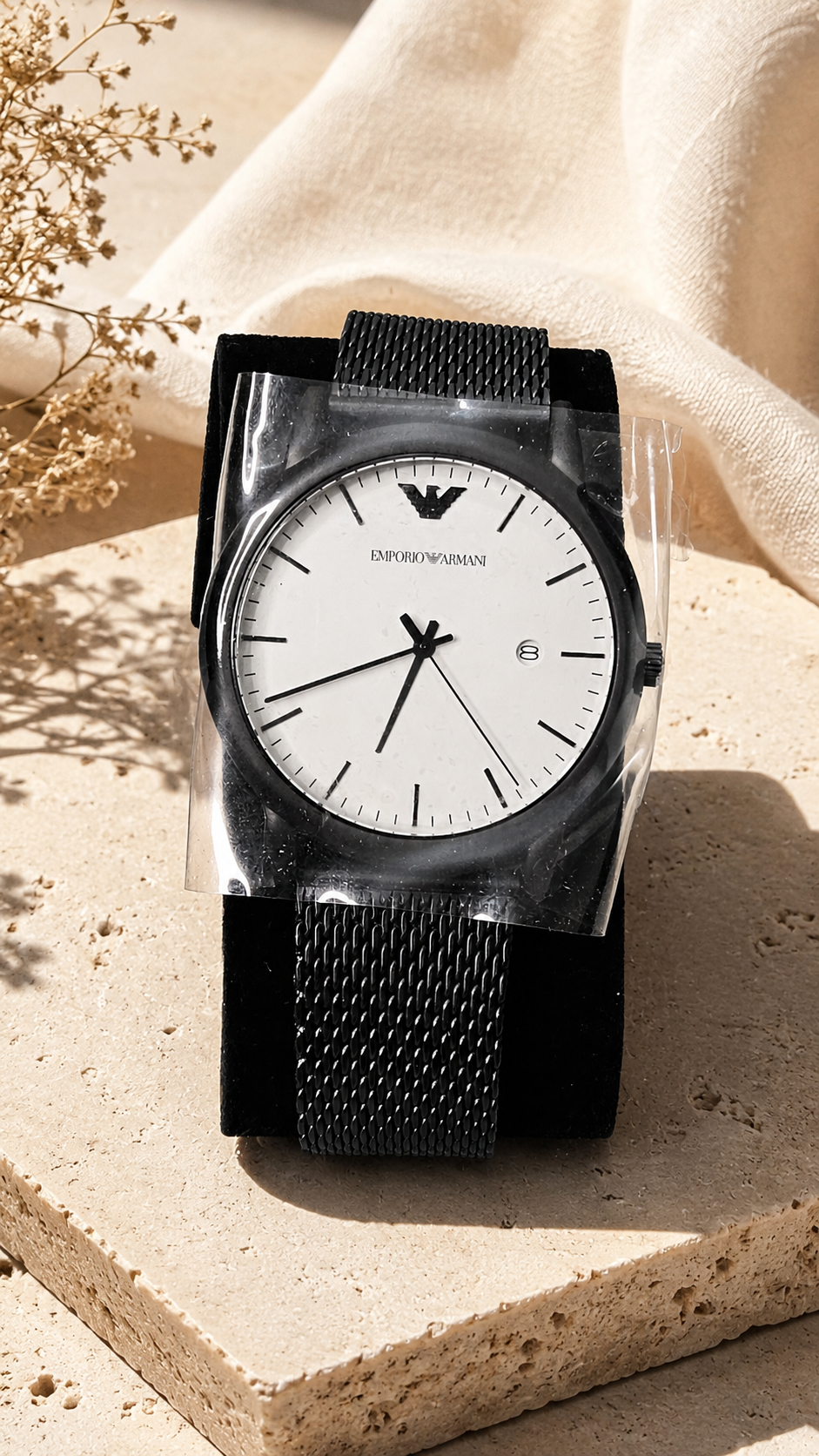 Emporio Armani Black Mesh Watch GIFT
